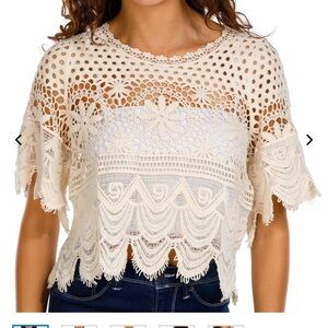 Chic Crochet Lace Crop Top in Cream